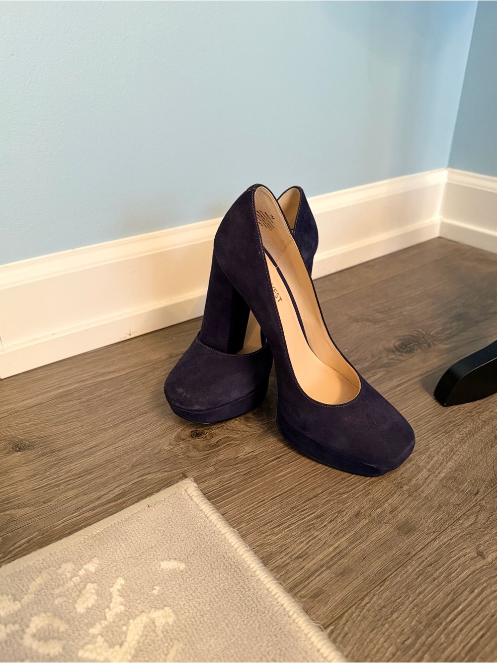 Nine West Navy Suede Platform Pumps